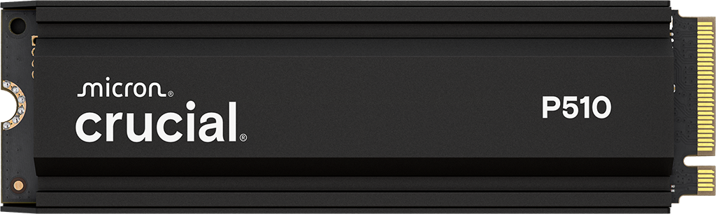 Crucial P510 1TB PCIe Gen5 NVMe 2280 M.2 SSD with heatsink