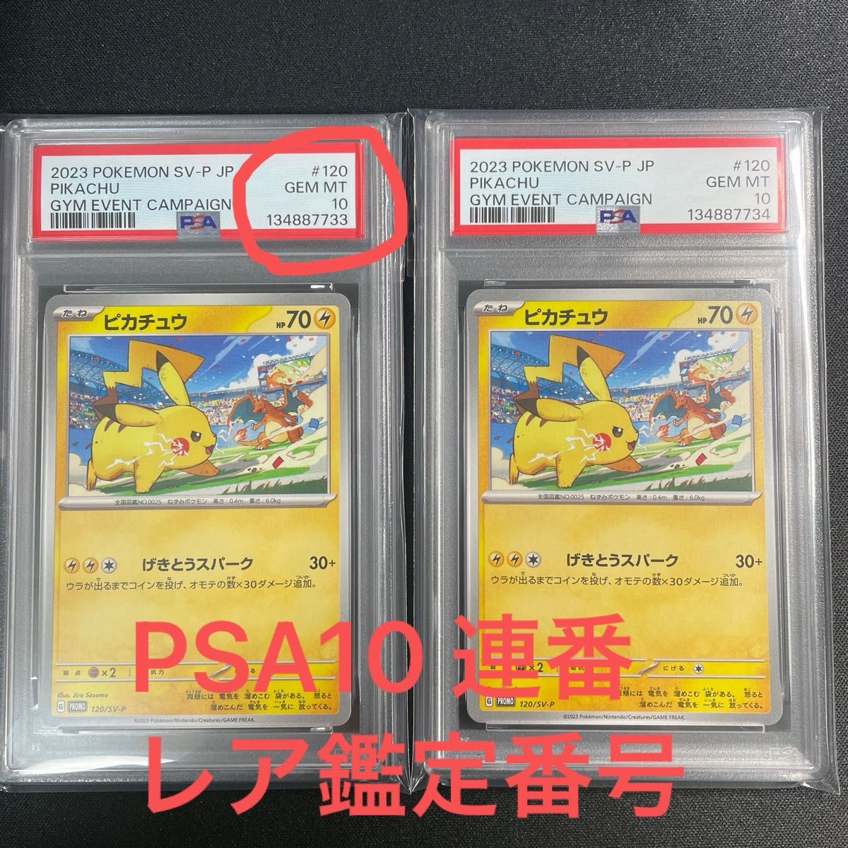 ポケモンカード ピカチュウ げきとうスパーク PSA10 連番 レア鑑定番号