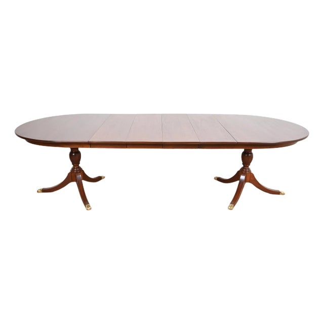 Henkel Harris Georgian Mahogany Double Pedestal Extension Dining