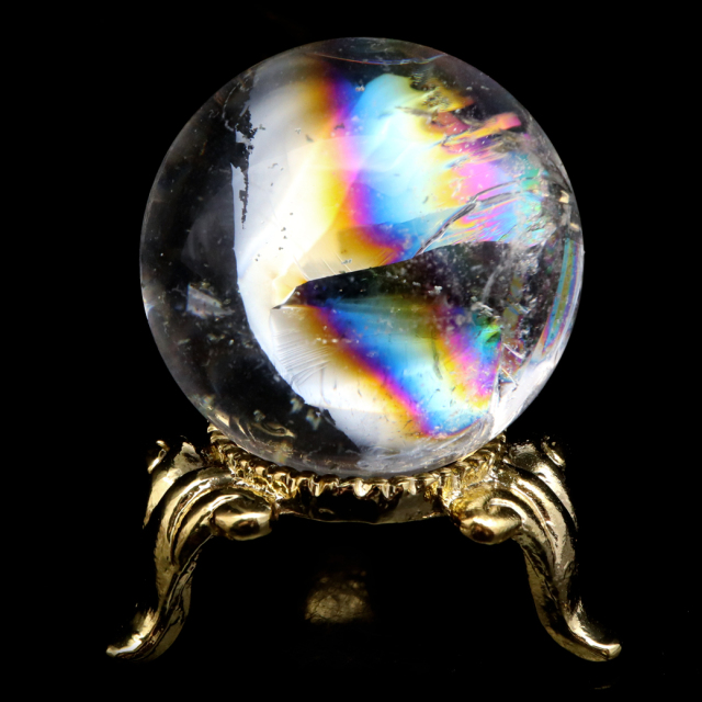 高透明 虹入り天然水晶ルース タンブル レインボー アイリスクォーツ