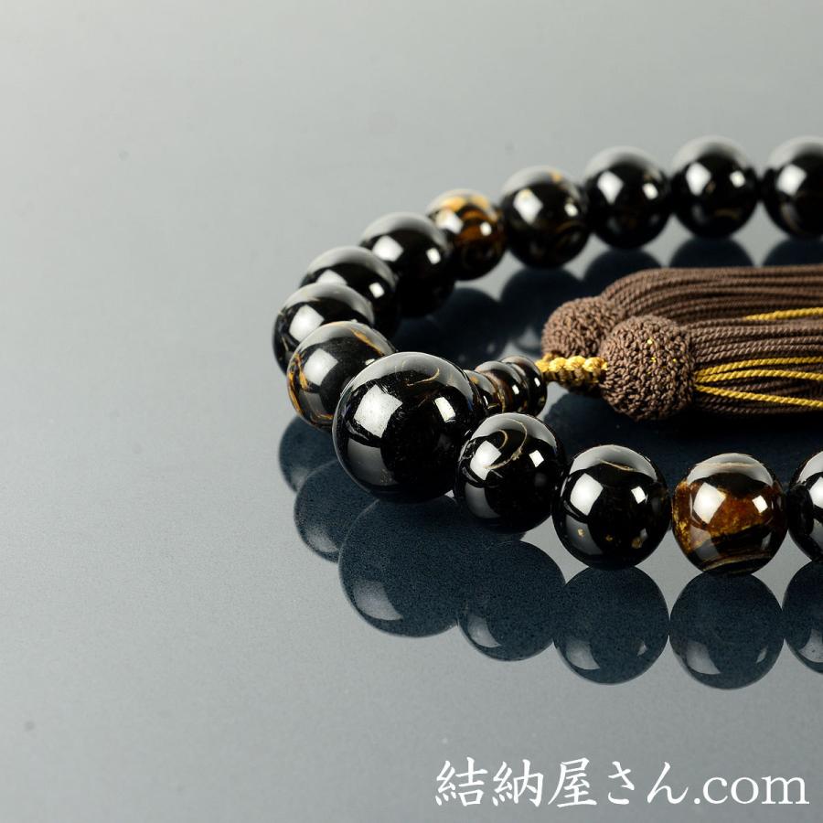 数珠 念珠 本海松（ほんうみまつ・黒珊瑚）共仕立 22珠 正絹蛍房（桐箱