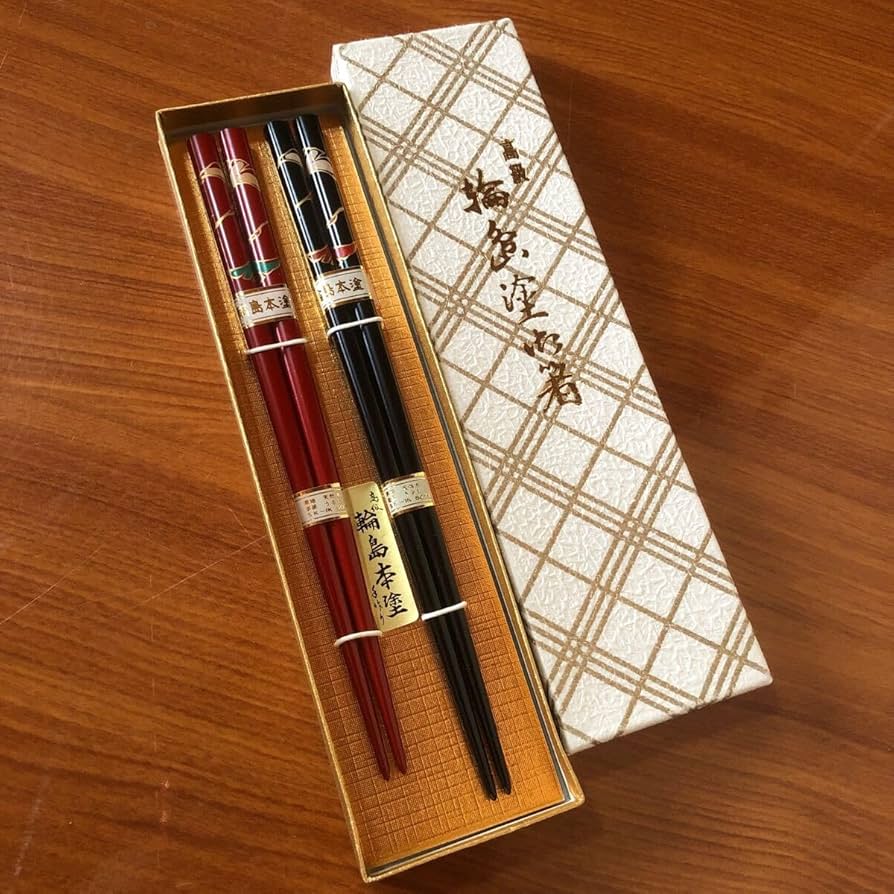 Amazon.co.jp: 〈〉輪島塗夫婦箸箸塗箸銀杏イチョウ輪島本塗うるし漆