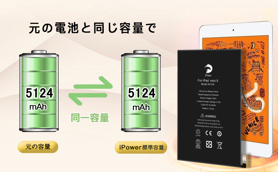 Amazon | iPower for iPad mini5 バッテリー交換 第5世代 容量5124mAh