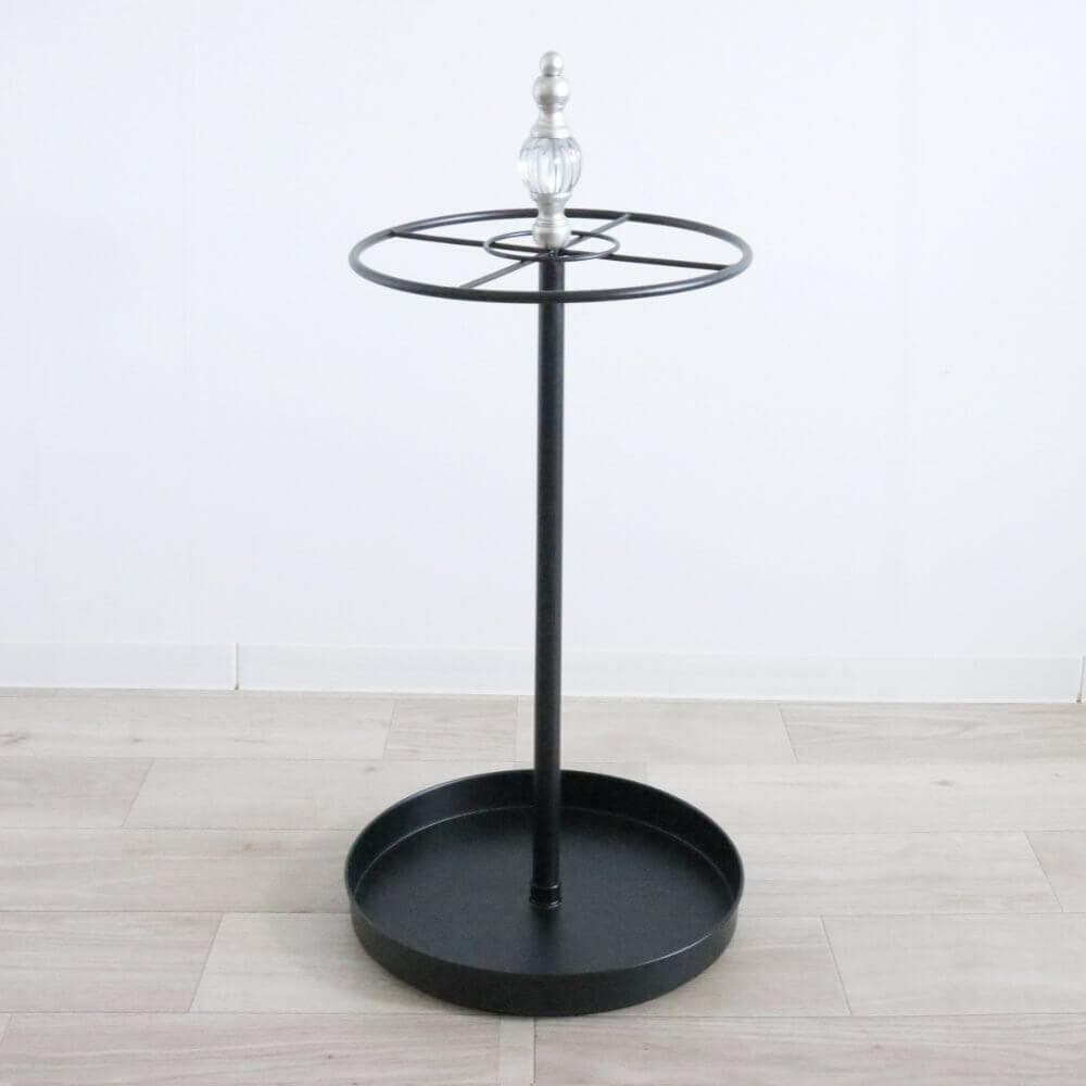 ★アンティーク調 アイアン傘立 アンブレラスタンド クラシックモダン 丸型 玄関 傘立て アンブレラスタンド アイアン 花柄傘立て (丸型 ブラック