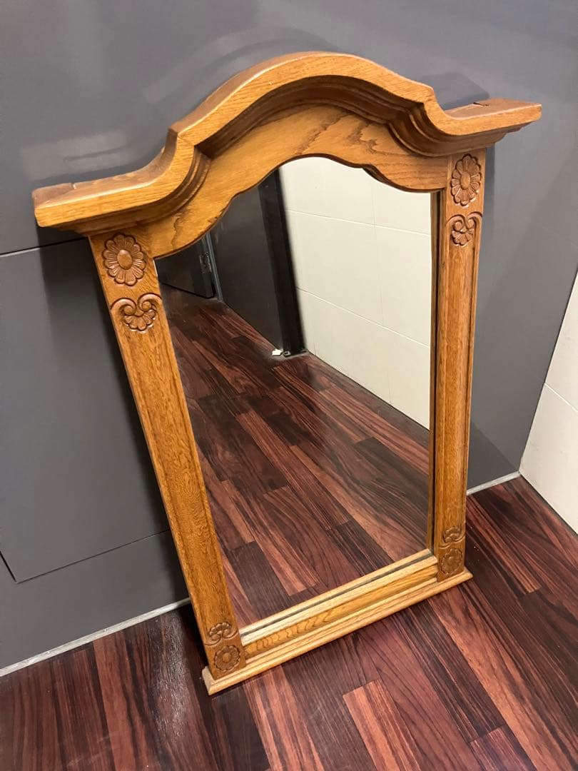 鏡　壁掛け　木製　ビンテージ　北欧 デンマークヴィンテージ ウォールミラー チーク材 壁掛け鏡 北欧